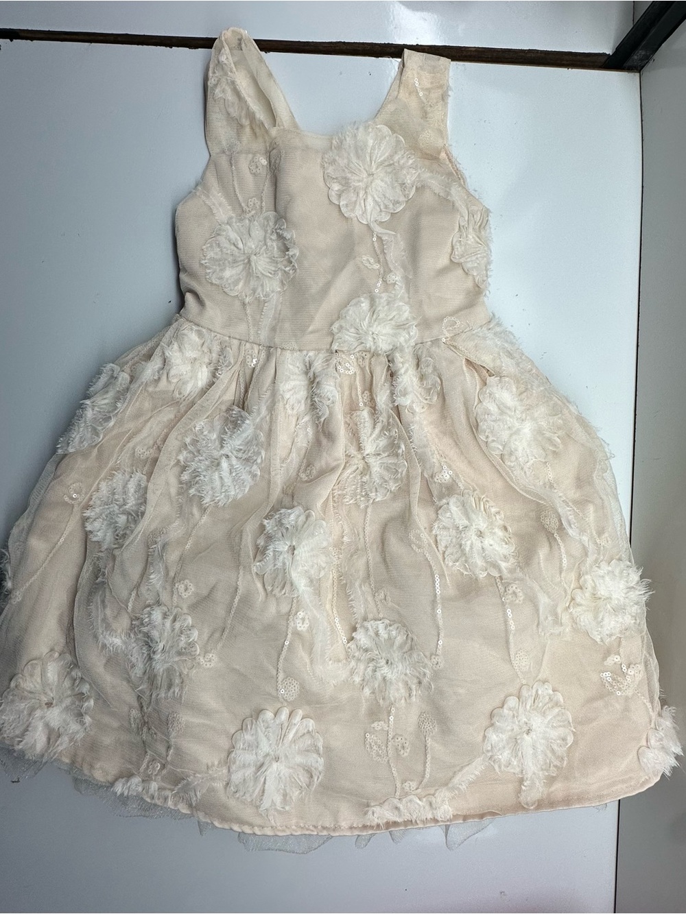 Kensie Girl Cream Floral Appliqué Dress